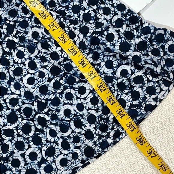 Michael Michael Kors Blue Circle Print A-Line Dress L | Cap Sleeve Gold Zip - Picture 13 of 13